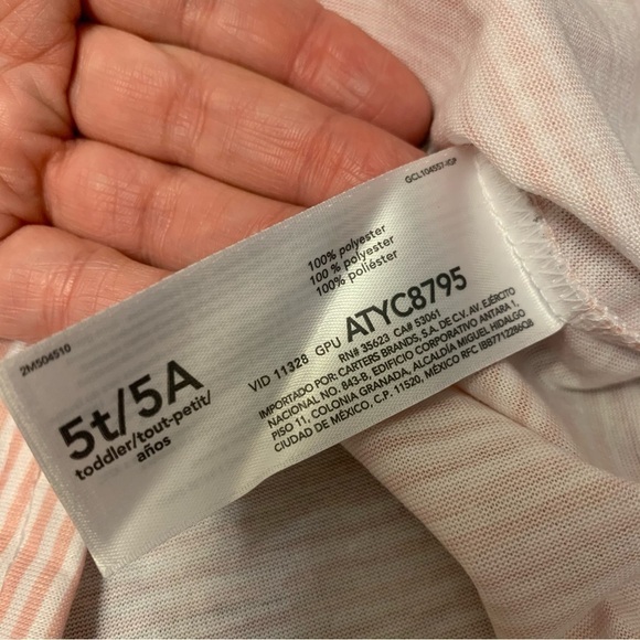 CARTER’S Pink and White Striped Tee 5T NWT - Picture 2 of 7